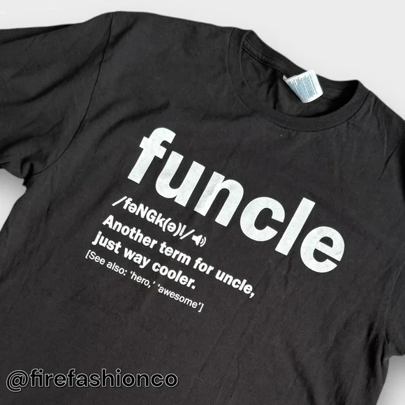 Gildan Black Funcle Definition T-Shirt Large Hipster Indie Graphic Gift - Picture 3 of 4